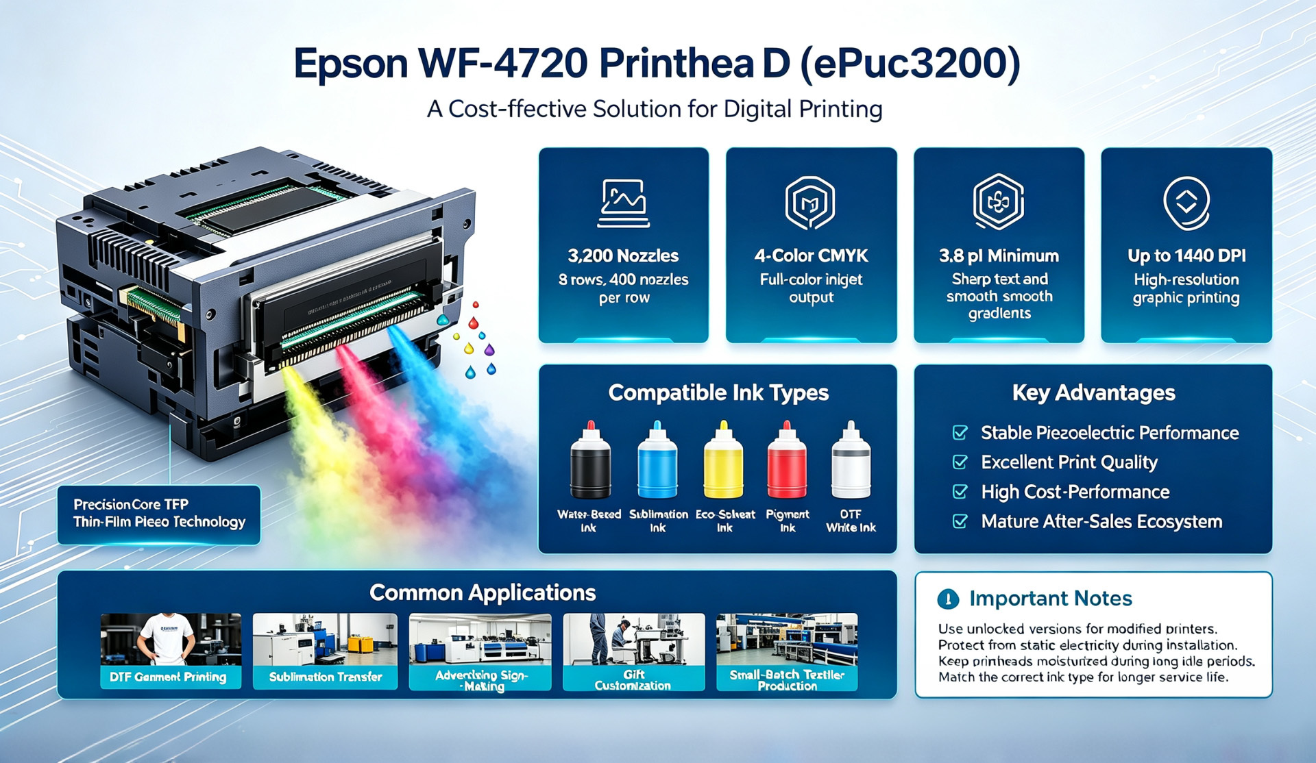 Jüngste Firmenblogs über Epson WF-4720 Printhead EPS3200 | PrecisionCore TFP Print Head for DTF & Sublimation Printing
