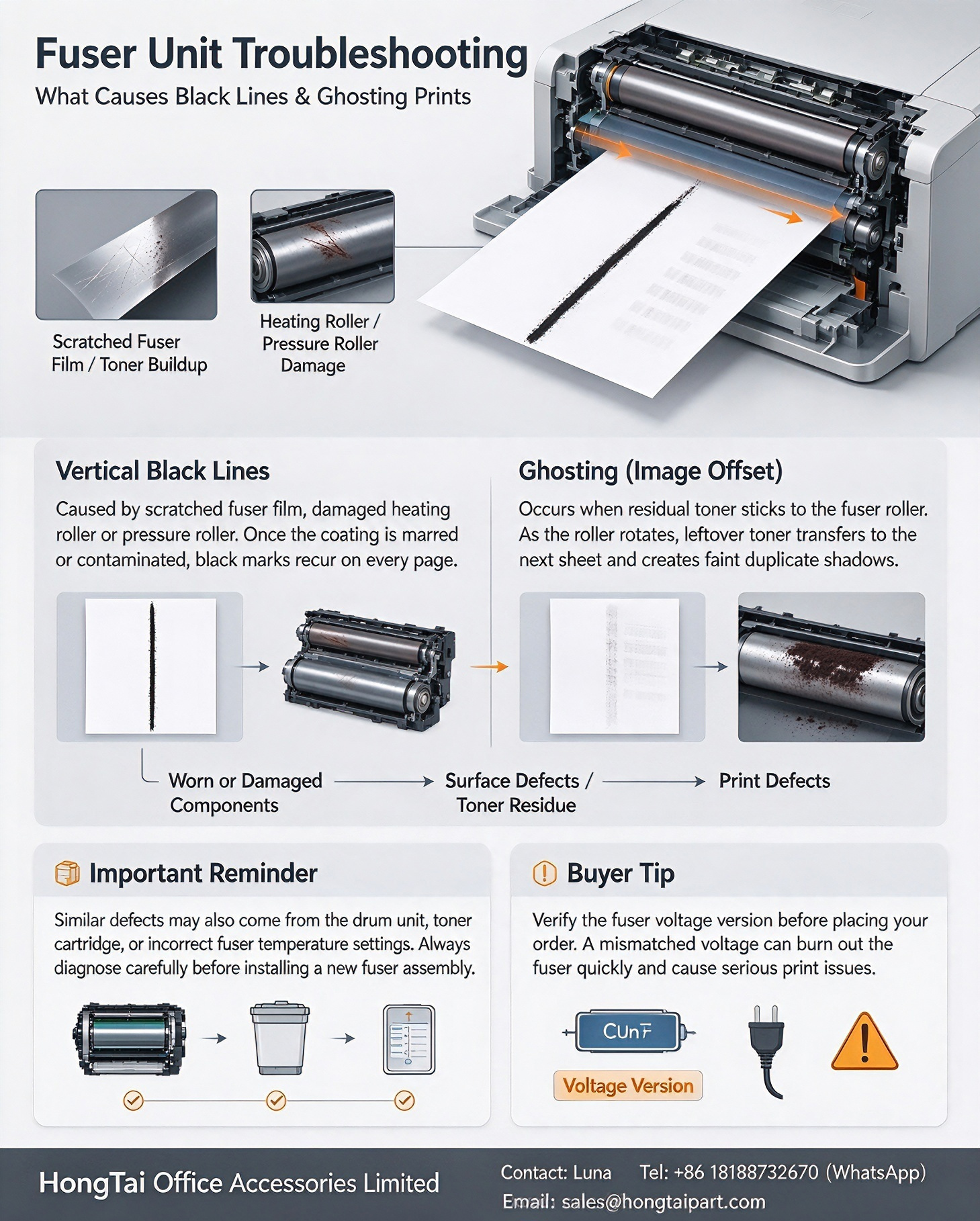 Jüngste Firmenblogs über Fuser Unit Troubleshooting: What Causes Vertical Black Lines & Ghosting on Laser Prints