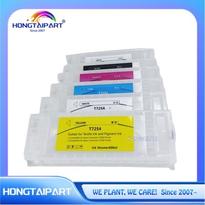 Tintkartusche T725A T725A T7251 T7252 T7253 T7254 600ml 6PCS Leere Wiederauffüllbare Tintkartusche 600ml mit einmaligem Chip kompatibel mit Epson F2100 F2000 F2130 F2140 F2150 F2160 Drucker HONGTAIPART